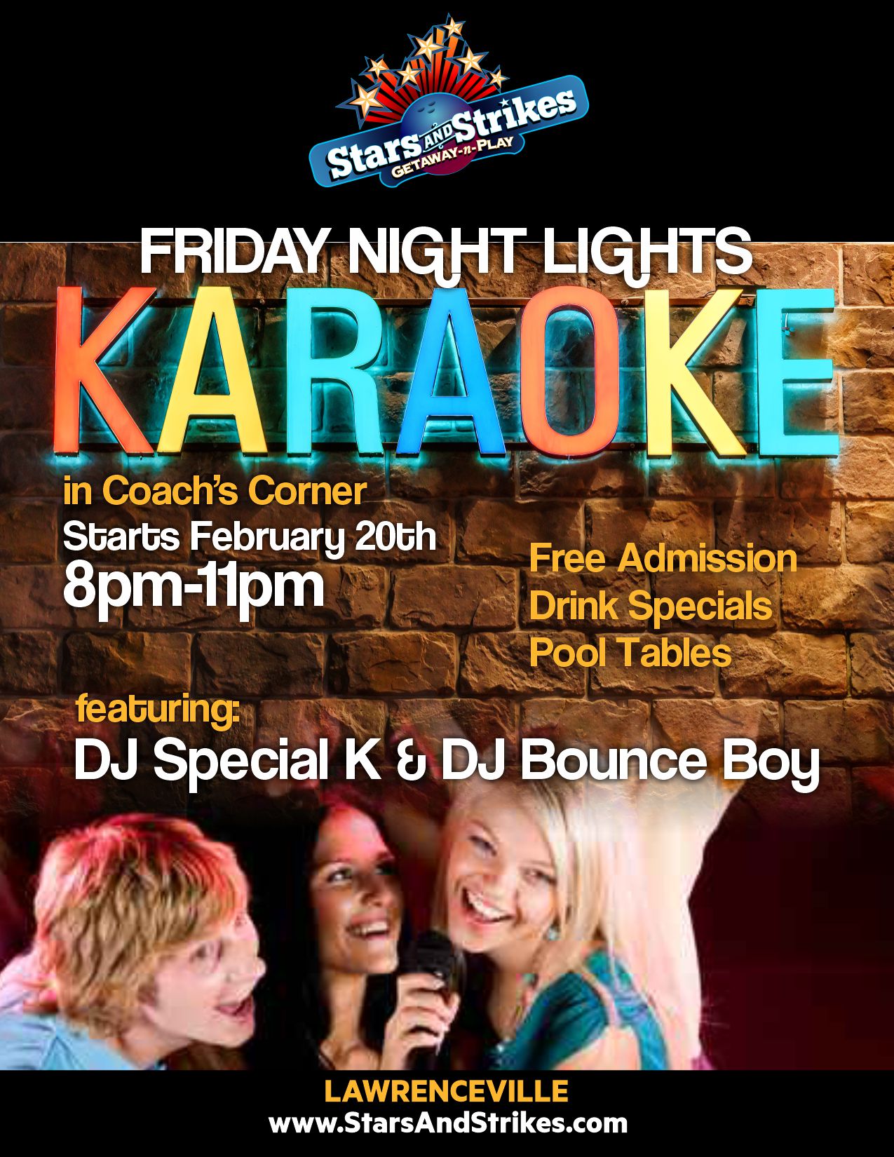 stars and strikes karaoke friday night flyer