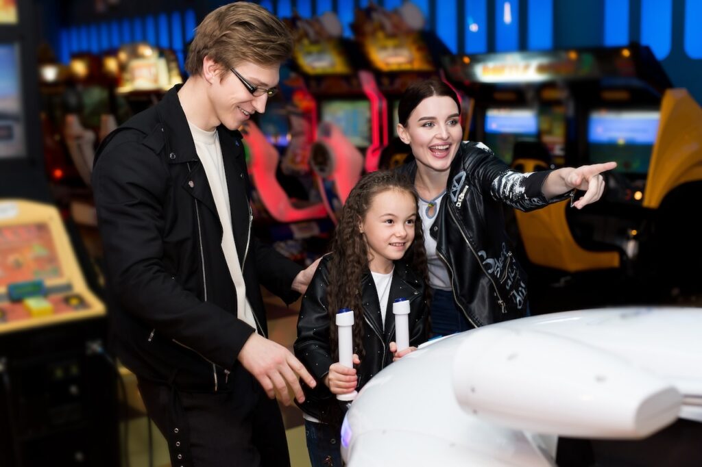 family in arcade